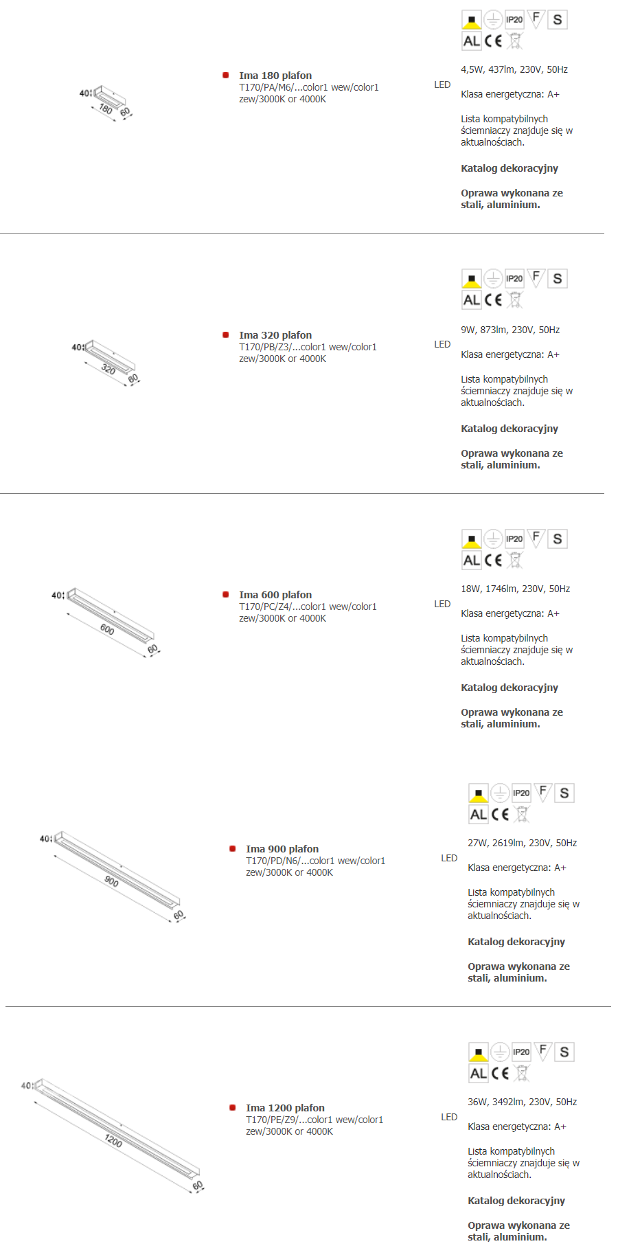 wisząca lampa Ima-  wymiary