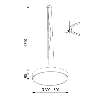 wymiary lampy wiszącej Aba LED w kształcie koła