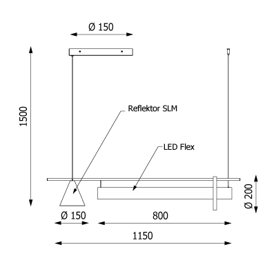 Nvidia lampa wisząca podłużna szklana tuba LED flex z reflektorem SLM PremiumColor Philips, 3000K Cleoni