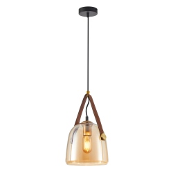 Solta lampa wisząca Czarny, bursztynowy 20cm IP20