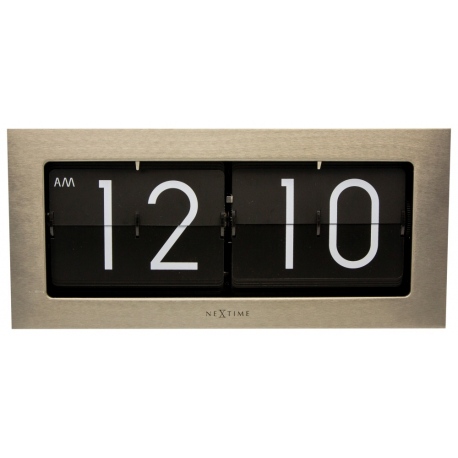 Big Flip zegar stojący srebrny metalowy 36x16,5 cm NeXtime