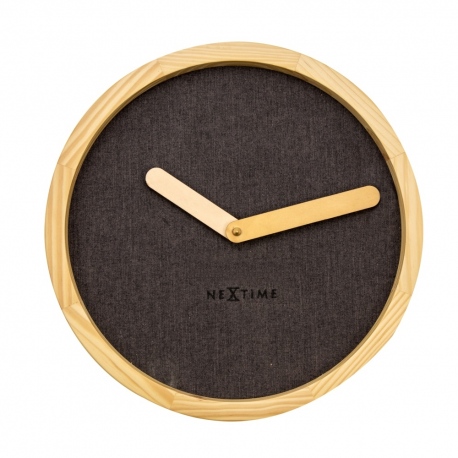 Calm zegar ścienny brązowy drewniany tkanina ? 30 cm NeXtime