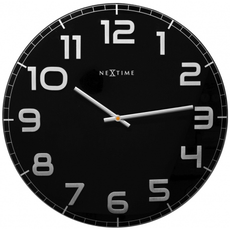 Classy Large zegar ścienny czarny szklany ? 50 cm NeXtime