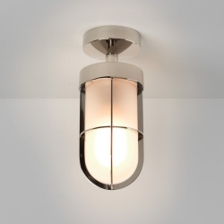 Cabin mleczne Semi-Flush plafon zewnętrzny polerowany nikiel IP44