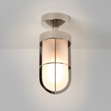 Cabin mleczne Semi-Flush plafon zewnętrzny polerowany nikiel IP44 Astro