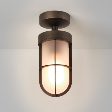 Cabin mleczne Semi-Flush plafon zewnętrzny powlekane brązem IP44 Astro