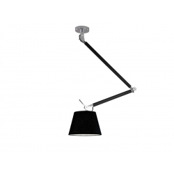 Zyta S czarna chrom lampa wisząca z giętym ramieniem i czarnym abażurem 20-36cm