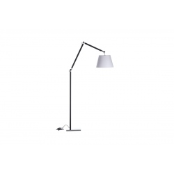 Zyta czarna lampa podłogowa z giętym ramieniem białym abażurem 20-36cm