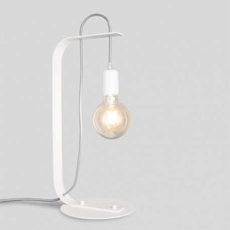 Bornholm lampka biurkowa z żarówką wiszącą na przewodzie biała lub czarna Ramko