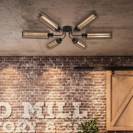 Vento lampa sufitowa industrialna biała lub czarna sześć ramion 100cm Ramko