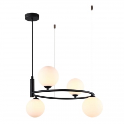 Amily czarna lampa wisząca z kloszami na kole średnica 44cm