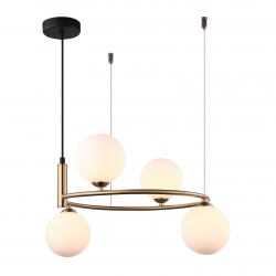 Amily złota lampa wisząca z kloszami na kole średnica 44cm