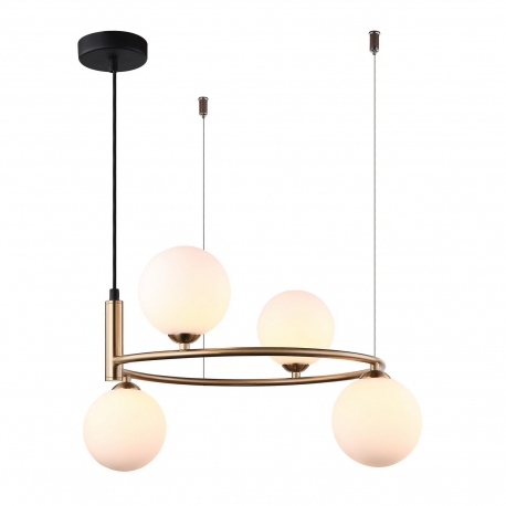 Italux Amily złota lampa wisząca z kloszami na kole średnica 44cm