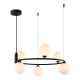 Italux Amily czarna lampa wisząca z kloszami na kole średnica 60cm