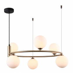 Amily złota lampa wisząca z kloszami na kole średnica 60cm