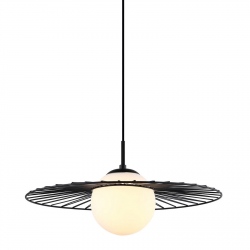 Sally czarna lampa wisząca druciana 45cm z kloszem
