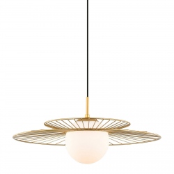 Sarah złota lampa wisząca druciana 50cm z kloszem