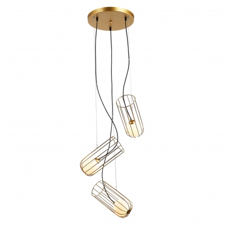 Coco lampa wisząca druciana z kloszami potrójna złota Italux