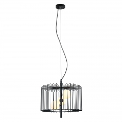 Daren lampa druciana czarna z 3 kloszami 45cm walec