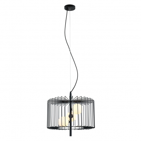 Daren lampa druciana czarna z 3 kloszami 45cm walec Italux