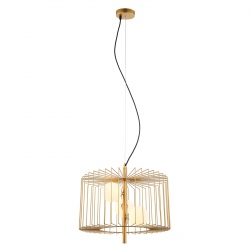 Daren lampa druciana złota z 3 kloszami 45cm walec