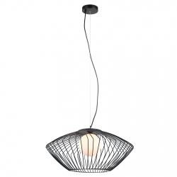 Zeno czarna lampa wisząca druciana z kloszem 52cm