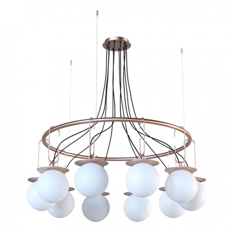 Corona lampa wisząca na kole z 10 kloszami 100cm średnicy różne kolory Cleoni