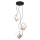 Canto geometryczna lampa chrom z białymi kloszami potrójna na kole Italux