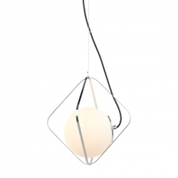 Canto geometryczna lampa wisząca chrom z białym kloszem