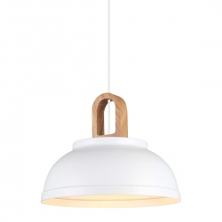 Danito biała lampa wisząca z elementem drewnianym 30cm
