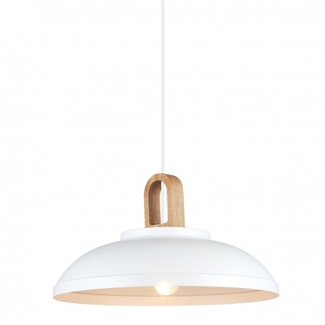 Danito biała lampa wisząca z elementem drewnianym 40cm Italux