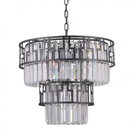 Filip czarna lampa kryształowa 46cm Italux