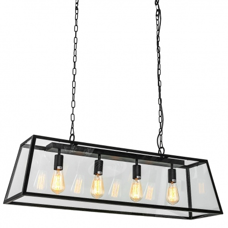 Laverno czarna lampa wisząca czarna z szybami potrójna 27x100cm Italux