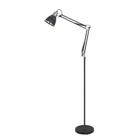 Remiro czarna lampa podłogowa z giętym ramieniem Italux