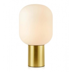 BROOKLYN szklana lampa Stołowa 44cm wys Mosiądz Biała