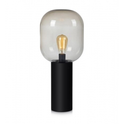 BROOKLYN szklana lampa Stołowa 56cm wys czarna z dymionym kloszem