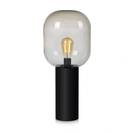 BROOKLYN szklana lampa Stołowa 56cm wys czarna z dymionym kloszem Markslojd