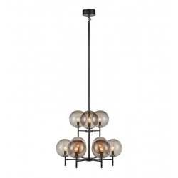 CROWN lampa Wisząca czarna z dymionymi kloszami ze szkła 70cm