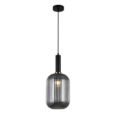 Antiola lampa wisząca czarna ze szklanym dymionym kloszem średnica 20cm Italux