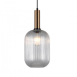 Antiola lampa wisząca mosiądz ze szklanym przezroczystym kloszem średnica 20cm
