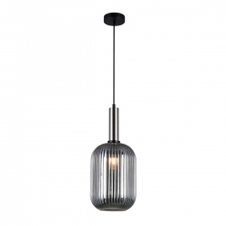 Antiola lampa wisząca stal satyna ze szklanym dymionym kloszem średnica 20cm