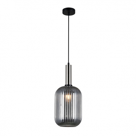 Antiola lampa wisząca stal satyna ze szklanym dymionym kloszem średnica 20cm Italux