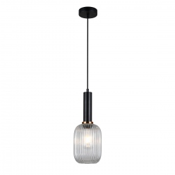 Antiola lampa wisząca czarna ze szklanym przezroczystym kloszem średnica 15cm