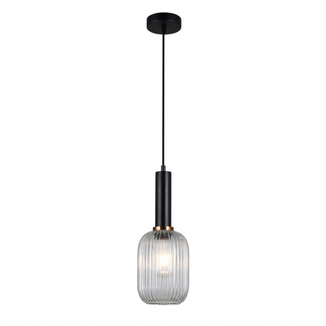 Antiola lampa wisząca czarna ze szklanym przezroczystym kloszem średnica 15cm Italux