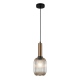 Antiola lampa wisząca mosiądz ze szklanym bursztynowym kloszem średnica 15cm Italux