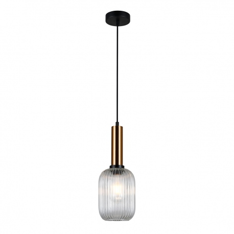 Antiola lampa wisząca mosiądz ze szklanym przezroczystym kloszem średnica 15cm Italux
