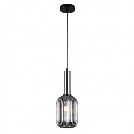 Antiola lampa wisząca stal satyna ze szklanym dymionym kloszem średnica 15cm Italux