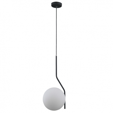 Carimi lampa wisząca czarna ze szklanym białym kloszem 20cm Italux