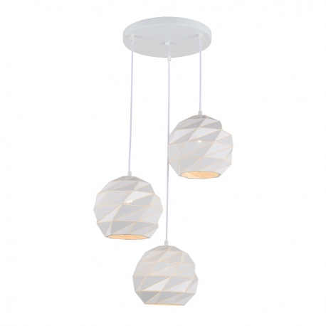 Palermo biała geometryczna lampa wisząca potrójna na kole 49cm Italux