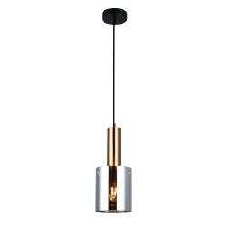 Sardo szklana lampa wisząca mosiądz szara 13cm